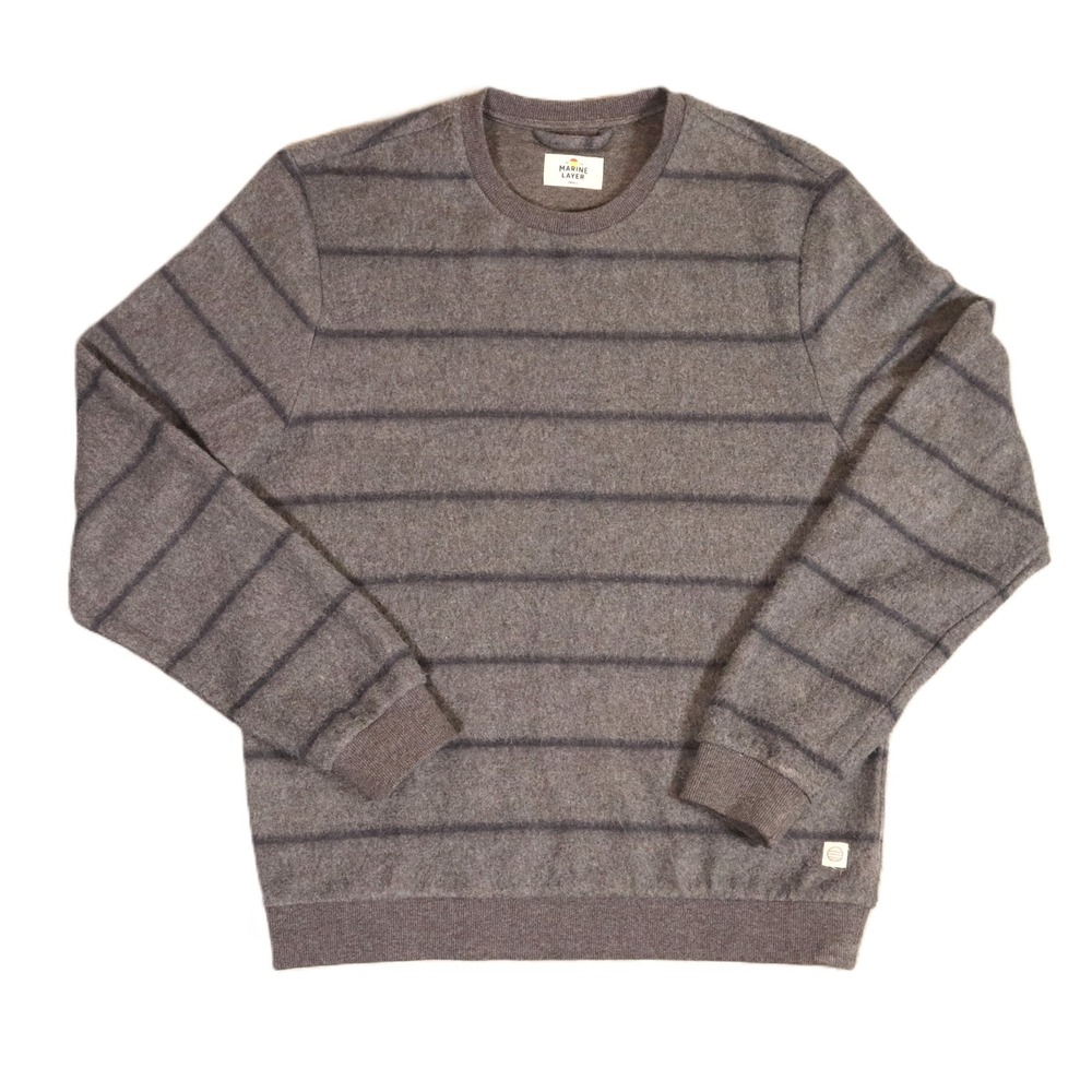 Marine Layer Sweatshirt Mens Small Gray Striped Holiday 2022 Cotton Soft 15436